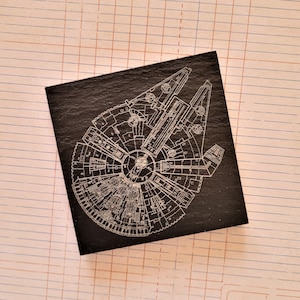 Millennium Falcon || Star Wars Gift || Gift for him || Stocking Filler || Slate Coaster || Christmas Gift for Husband || Jedi Gift