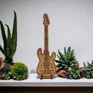 Personalised Electric Guitar Standing Plaque, Musical Gift, Music Teacher, Guitarist, Teacher, Personalised Grandad Gift,