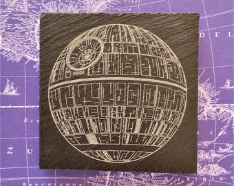 Sottobicchiere in ardesia Death Star, festa del papà, Star Wars, regalo geek, nuova casa, inaugurazione della casa