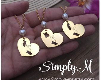 Dos amores un corazon. Puerto Rico & Florida , Chicago , California , Texas Bracelet or Necklace