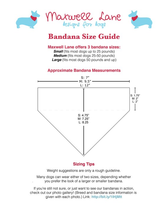 Bandana Size Chart