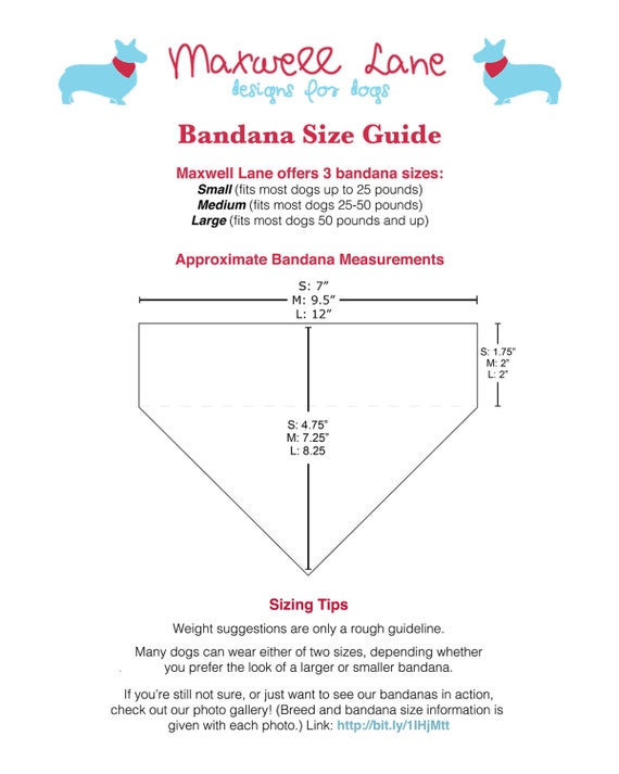 Dog Bandana Size Chart