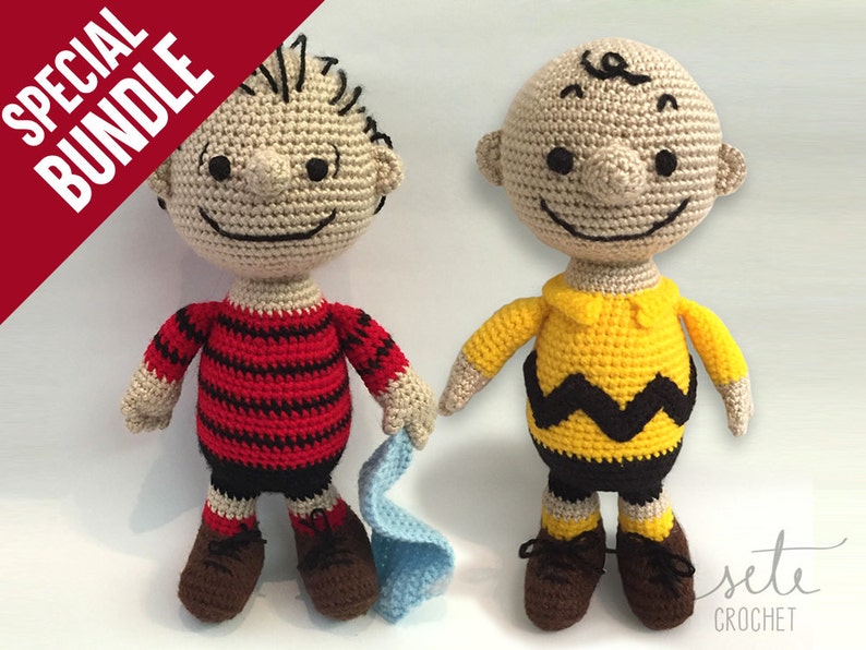 SPECIAL BUNDLE: Amigurumi Crochet Pattern Charlie Brown & Linus Van Pelt Peanuts image 1