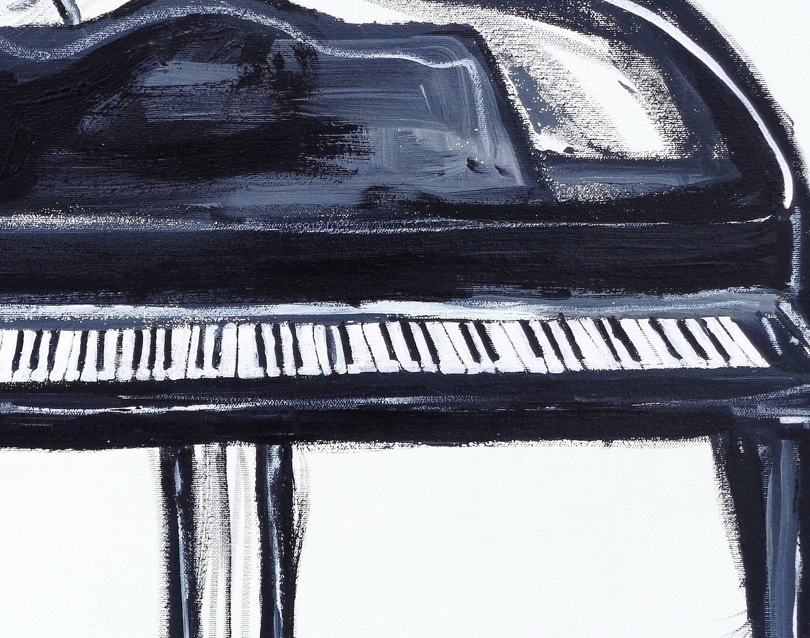 Contemporary PIANO Painting Original Oil on Canvas Art Black Etsy
