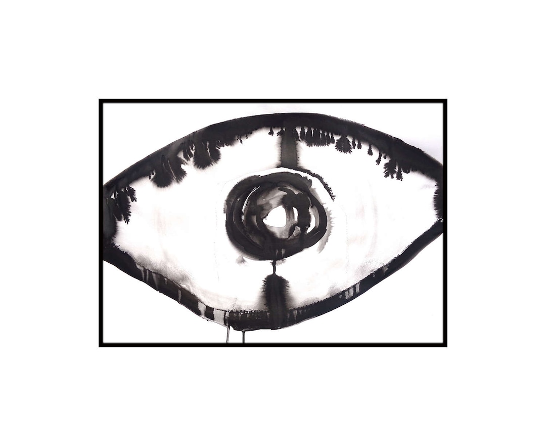 Original Abstract Art Ink Painting Black and White Etsy