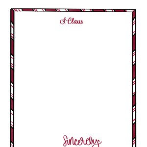 Classic Santa Letter Stationery With Candy Cane Border (digital ...