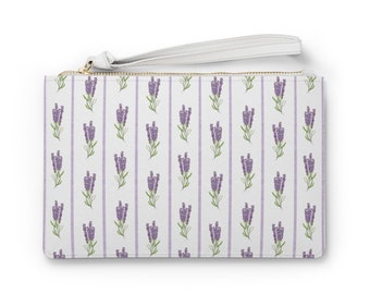 Lavender Fields Clutch Bag: Vegan Leather Purple Purse Organizer