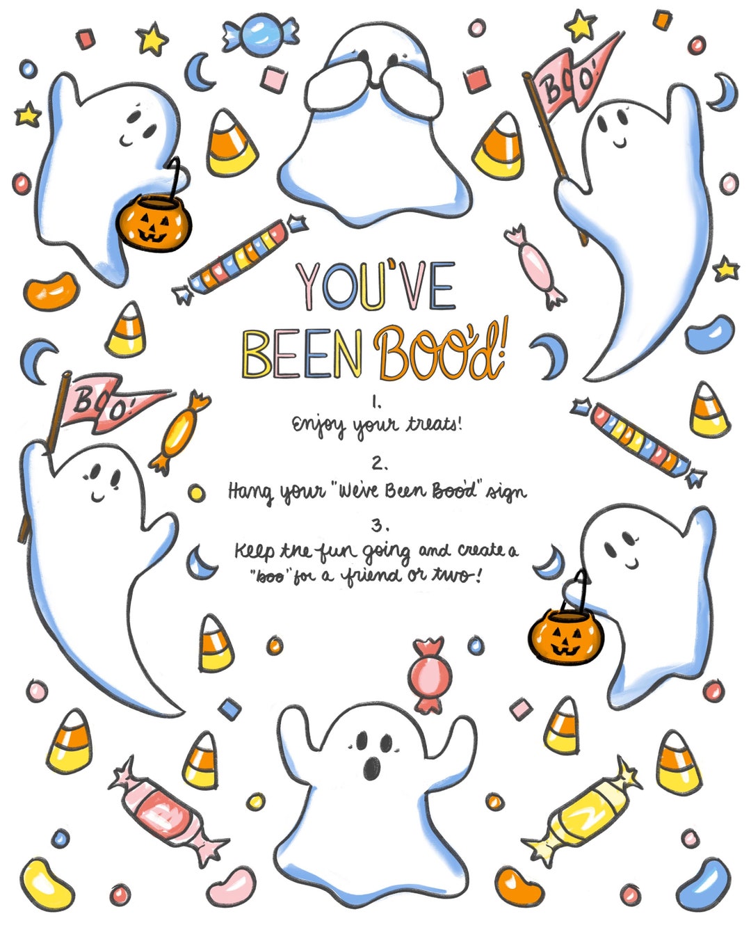 Retro Halloween Boo Signs: Printable Activity Bundle (digital Download ...