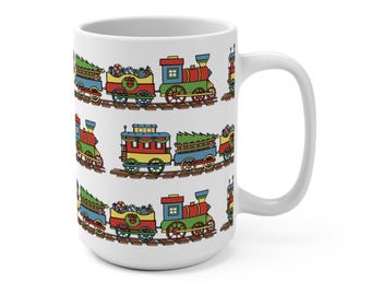 Christmas Toy Train Mug - Festive Holiday Ceramic Coffee Cup