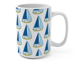 Set Sail Calm Seas Blue Sailboat Mug