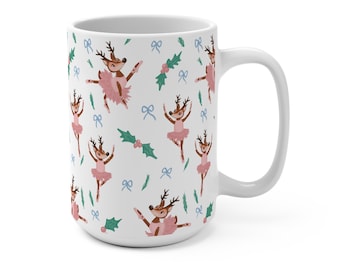 Reindeer Ballerina Christmas Mug, Sweet Ballet Fawn Mug