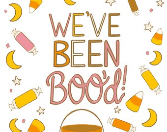 Retro Halloween Boo Signs: Pink & Orange Printable Bundle (Digital Download)