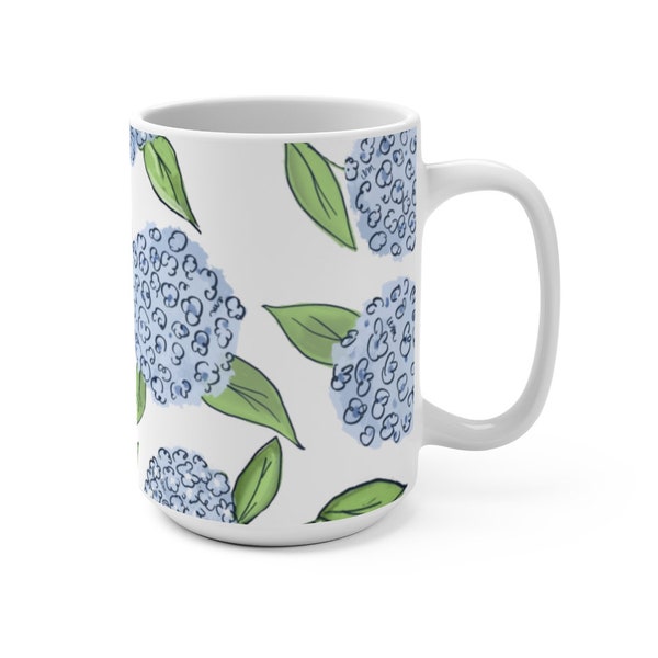 Coastal Hydrangeas Something Blue Mug, Gift For Mom, New England Prep, Floral Mother’s Day Gift, Easter Gift