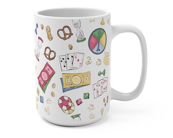 Family Game Night Mug: 15 oz Ceramic Coffee Cup