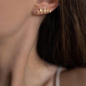 Orecchini climber rondine, argento 925, studs spaiati, regalo delicato per amante uccelli