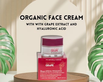 24-Hour Face Cream with Grape Extract and Hyaluronic Acid Antioxidant - Cell Renewal Moisturizer 50ml