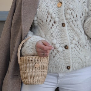 Mini panier Jane Birkin avec couvercle pour femme, sac rond en paille, sac à main pour fête d'été à la plage, sac à main de festival, vêtement de printemps esthétique