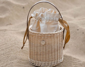 Wicker basket Corn with leather handle, handbag wicker bag, summer bag, beach bag, straw bag, Jane Birkin basket, wicker picnic basket