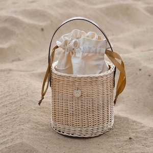 Wicker basket Corn with leather handle, handbag wicker bag, summer bag, beach bag, straw bag, Jane Birkin basket, wicker picnic basket