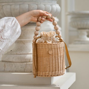 Wicker basket Corn with wooden handle, handbag wicker bag, summer bag, beach bag, straw bag, Jane Birkin basket, straw basket