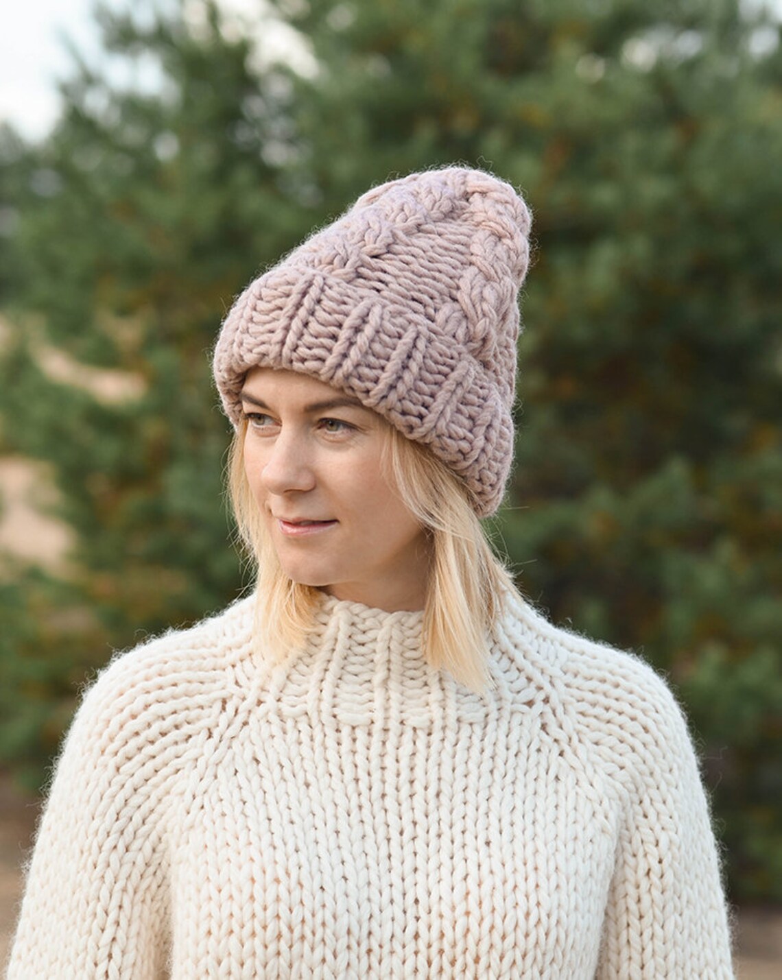 Cable Knit Wool Hat Handmade Chunky Beanie Winter Warm Hat Etsy