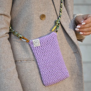 Trendy crossbody small bag for women men, music festival crochet mini handbag, knit summer vacation purse, phone case cover, y2k accessories image 5