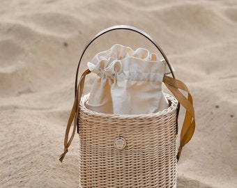 バッグ room306 Handle Leather Round Basket Bag room306♡ Handle Leather Round Basket Bag