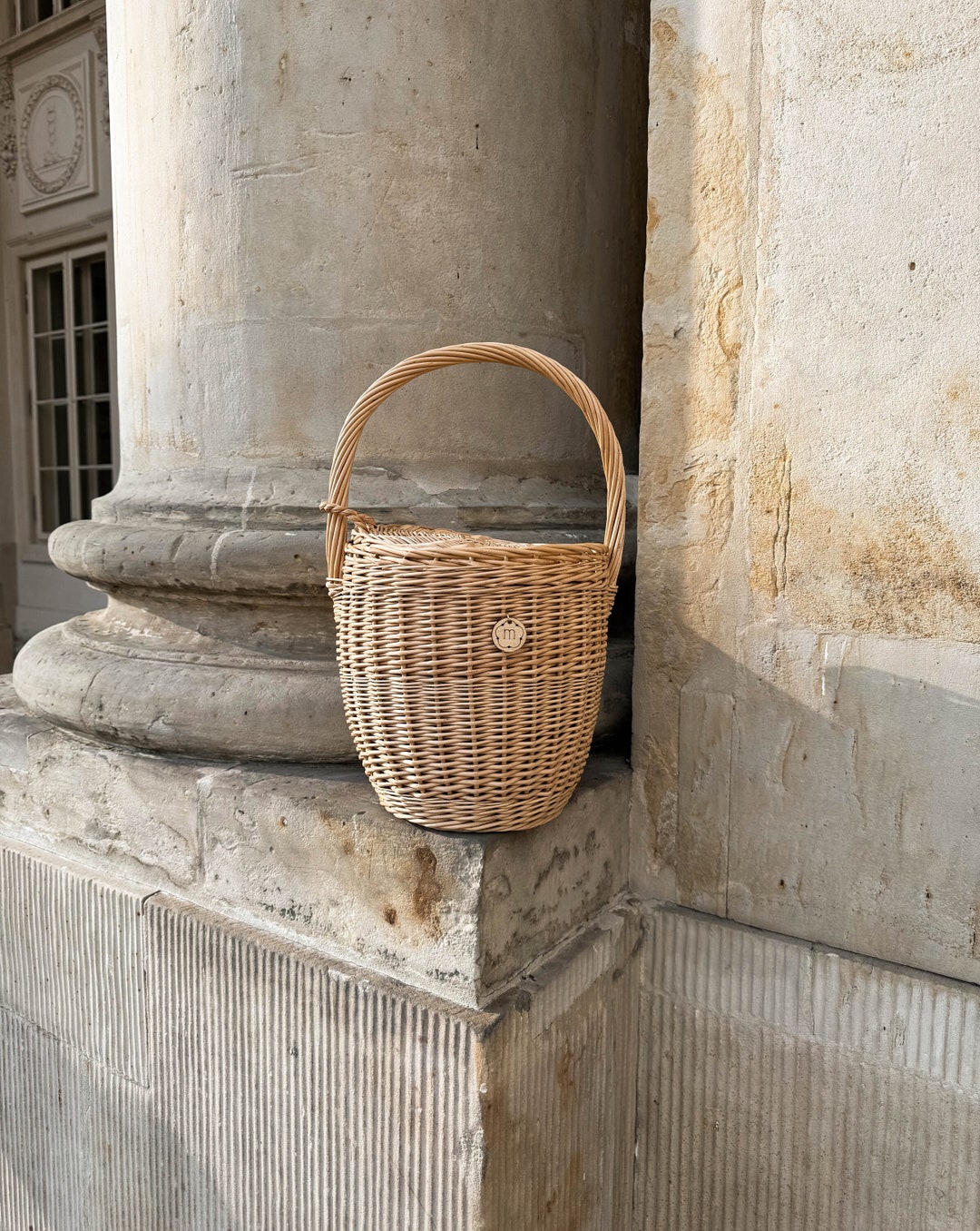 Borsa In Rattan Intrecciato A Mano Con Coperchio - Cesto Shopping Vintage Per Donna, Perfetto Per Picnic - Foto 11