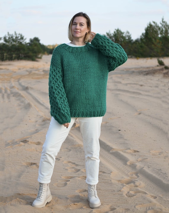 Buy Chunky Handmade Jumper Oversized Wool Sweater for Women Fall