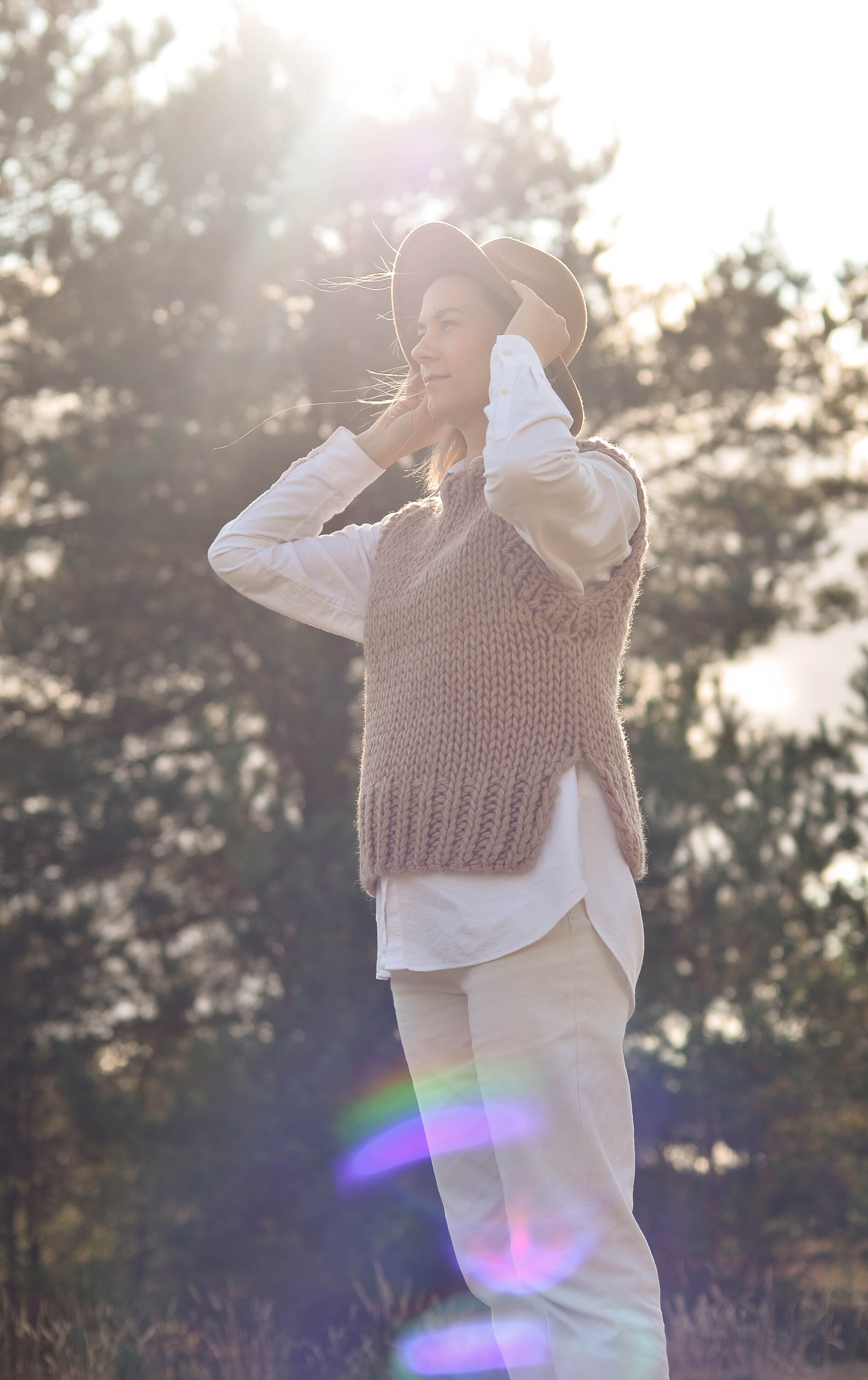 Wool Knit Sweater Vest for Women, Chunky Minimalist Handmade