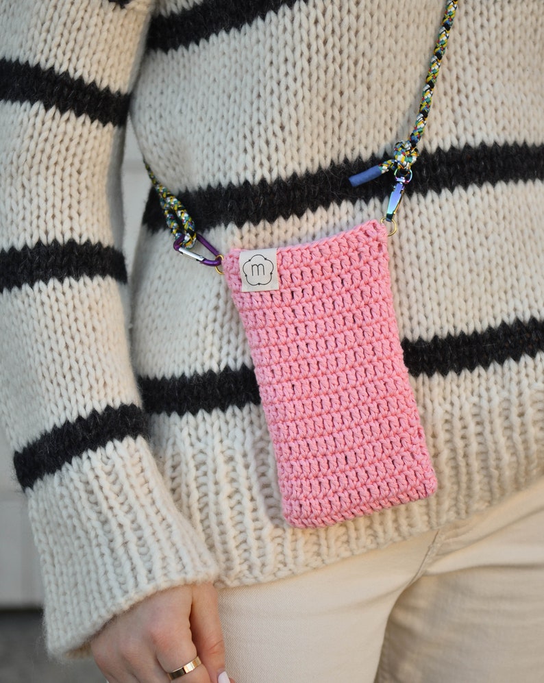 Trendy crossbody small bag for women men, music festival crochet mini handbag, knit summer vacation purse, phone case cover, y2k accessories image 7