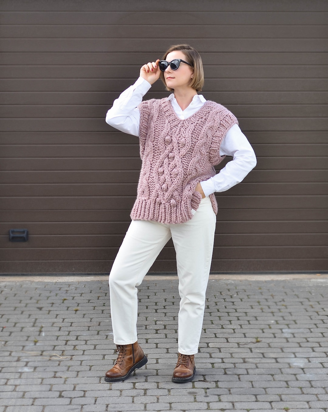 kayle WOOOL KNIT VEST ピンク×グレー KAYLニットベスト ピンク kayle WOOOL KNIT VEST ピンク×グレー