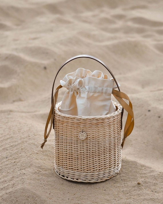 Luxury Wicker Summer Straw Bag With Leather Handles 