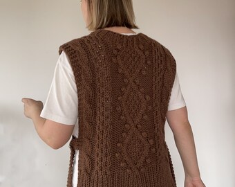 ニット セーター alpaca knitted vest レディース Blue Women Vest Alpaca Vest Sweater Vest Blue Cropped Knit