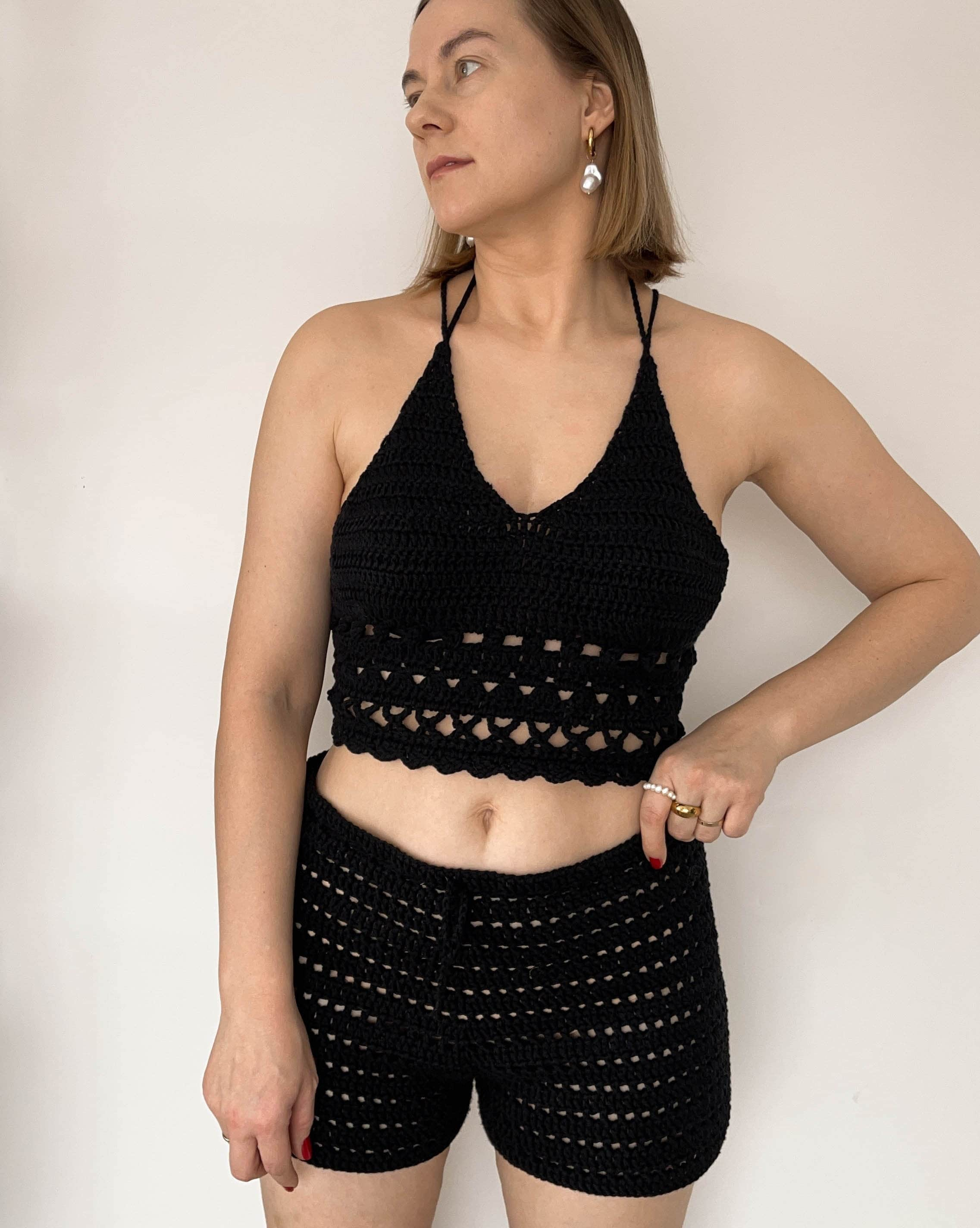 Shape Black Slinky Bralet Short Sleeve Crop Top