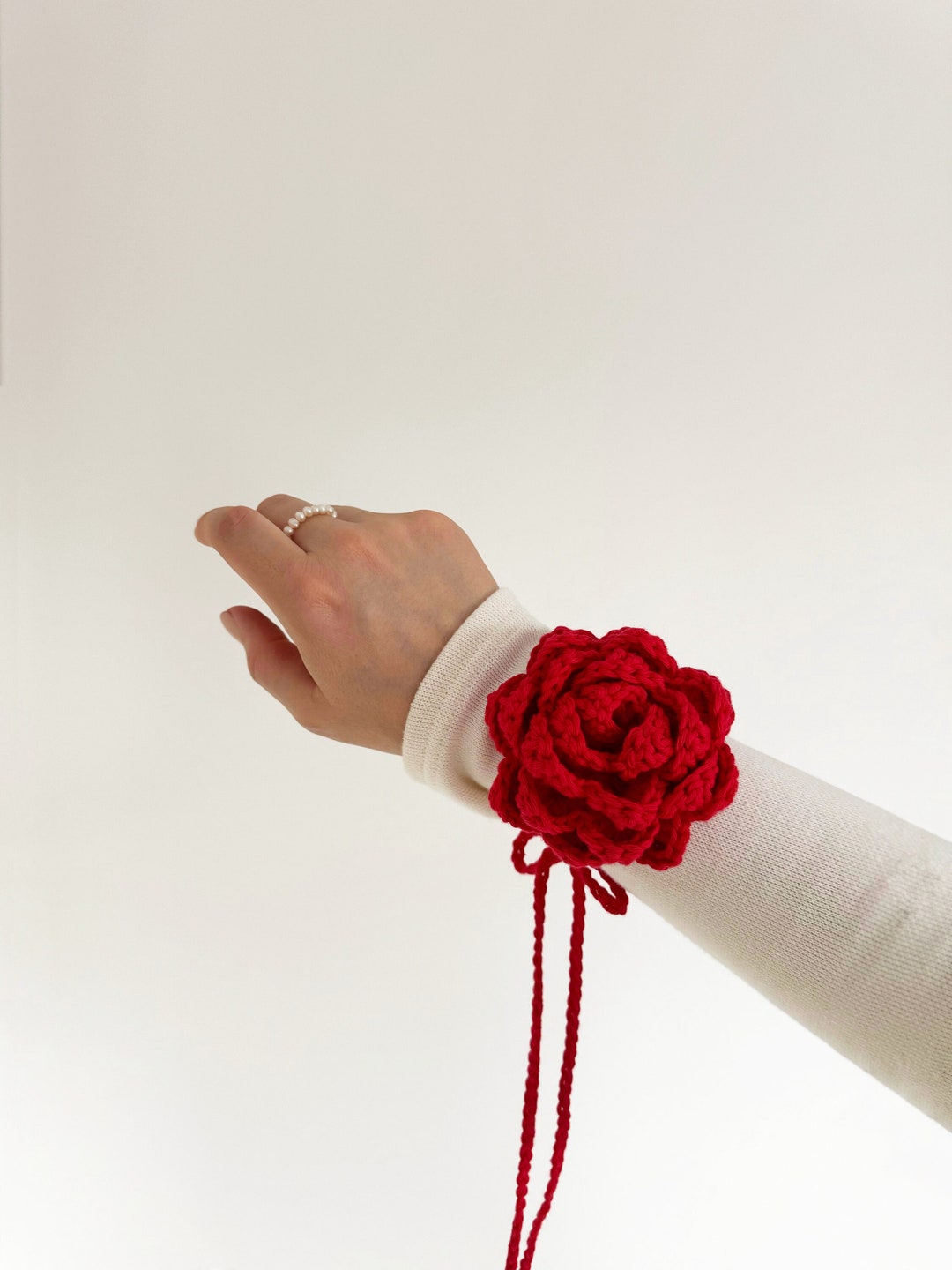 Hand Accessory Hand Crochet Flower Accessory for Women Girl, Handmade Tie Summer ...