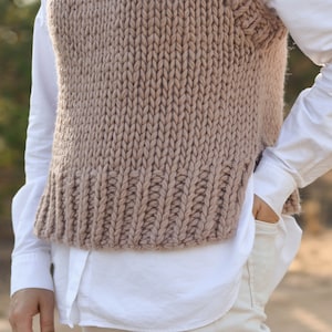 Wool knit sweater vest for women, chunky minimalist handmade waistcoat, modern gift for her, summer clothing, sleeveless tank top, Dahlia image 5