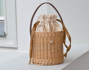 バッグ room306 Handle Leather Round Basket Bag room306♡ Handle Leather Round Basket Bag