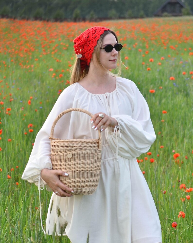 Straw large Jane Birkin basket with lid, hand crafted wicker bag, picnic summer vacation beach tote, modern french market shopper image 12