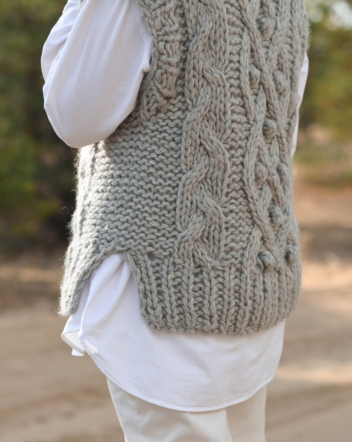 Hand knit vest Marigold knit vest oversize vest wool vest Etsy
