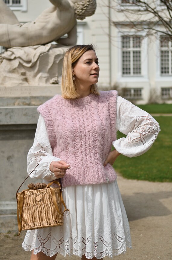 Crop Knit Vest Handmade Waistcoat for 