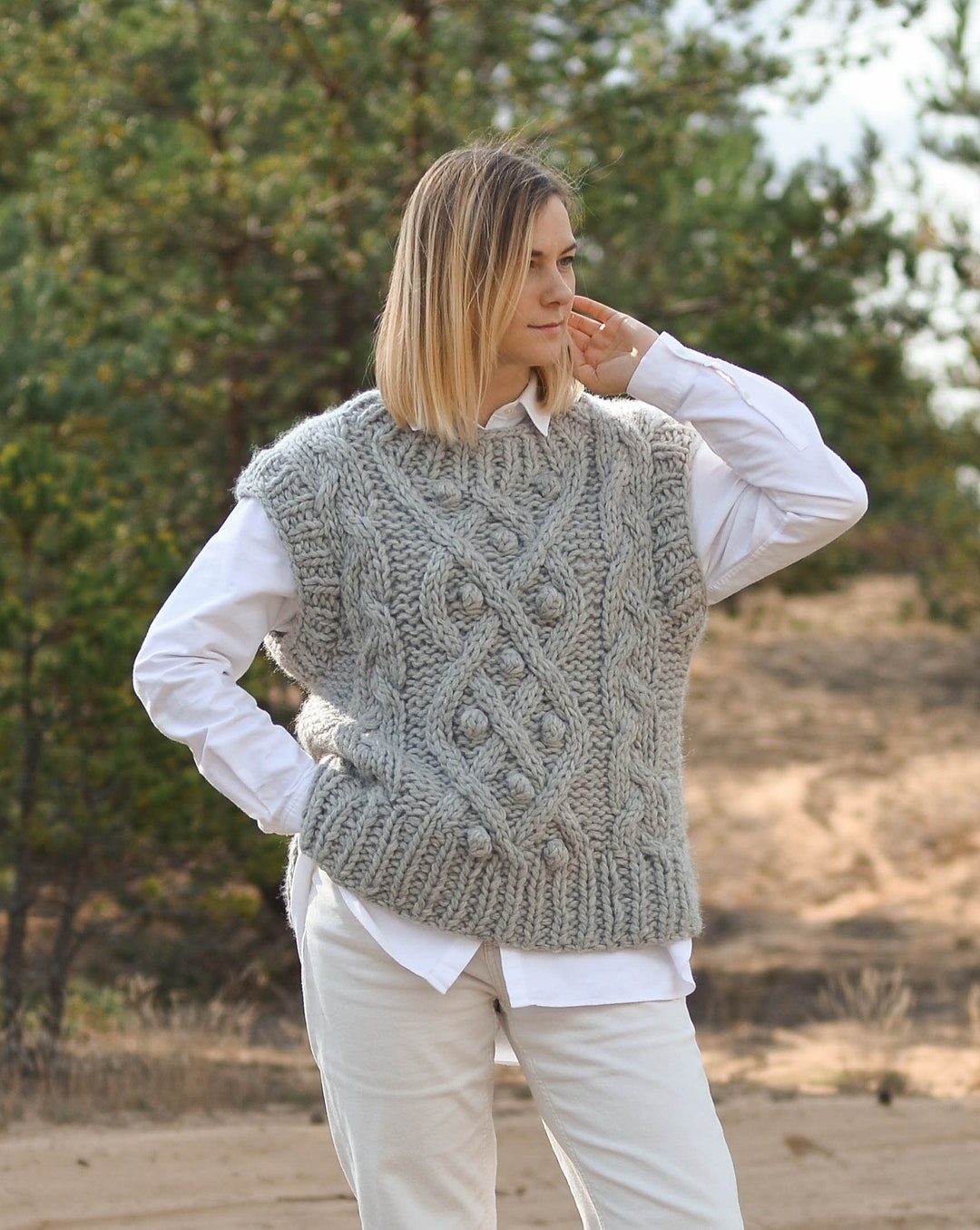 Chunky Hand Knit Vest for Women, Oversized Wool Sleeveless Sweater, Winter Outfit, Handmade Cable Knit Waistcoat, Boho Gilet, Marigold - Etsy UK Chunky Hand Knit Vest for Women, Oversized Wool Sleeveless Sweater, Winter Outfit, Handmade Cable Knit Waistcoat, Boho Gilet, Marigold - Etsy UK
