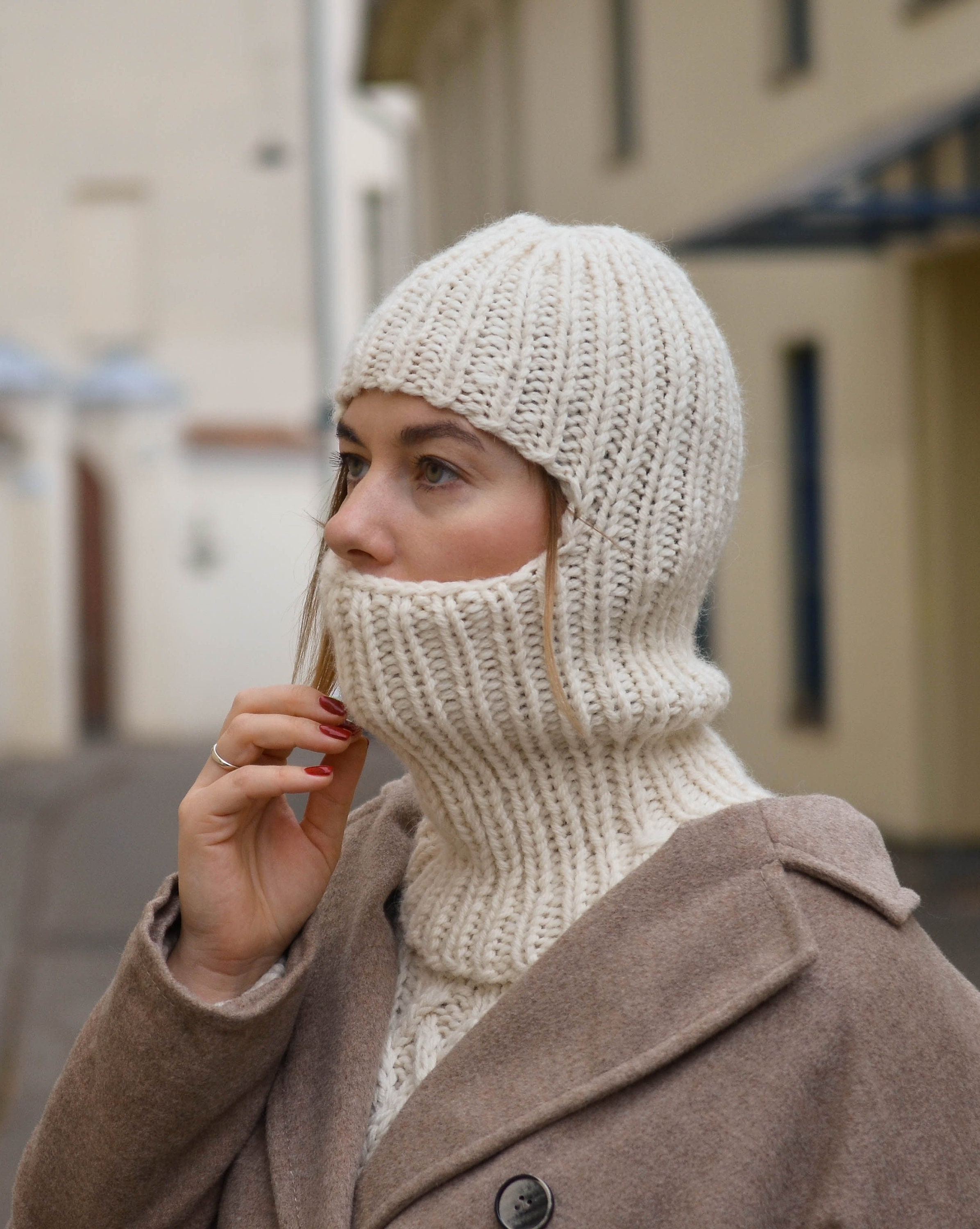 Hat Balaclava w/attached neck warmer Handmade Yarn Design Style  ? OneofaKind Backwoods Balaclava – Hat with attached Neck Warmer Knitting  main image 4