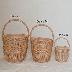 Wicker basket with lid, Jane Birkin basket, Daisy L, christmas present, handbag wicker bag image 10