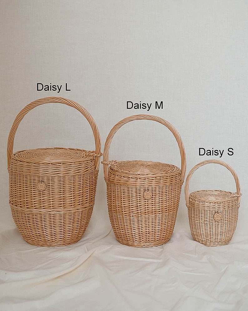Wicker basket with lid, Jane Birkin basket, Daisy L, christmas present, handbag wicker bag image 10