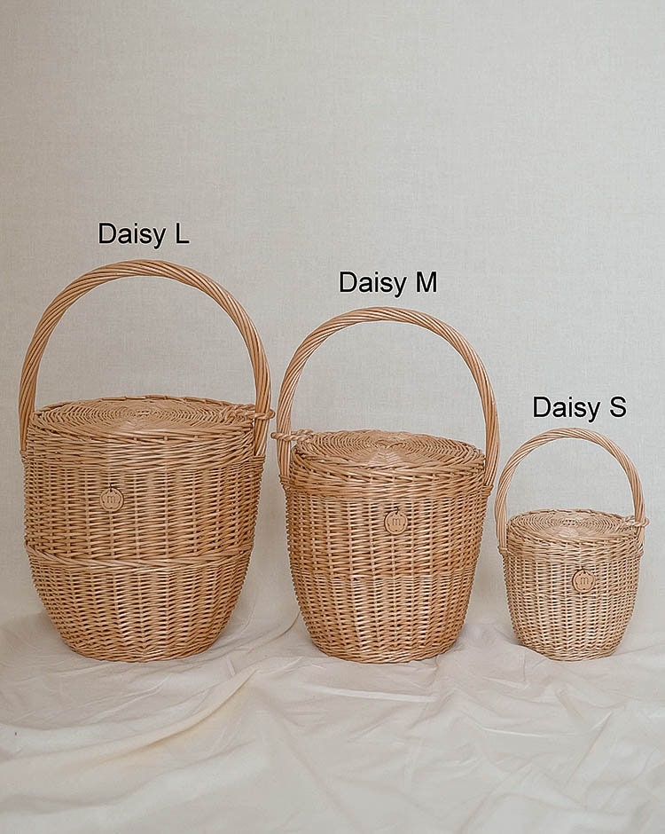 Wicker Basket With Lid, Jane Birkin Basket, Daisy L Wicker Basket With Lid, Jane Birkin Basket, Daisy L