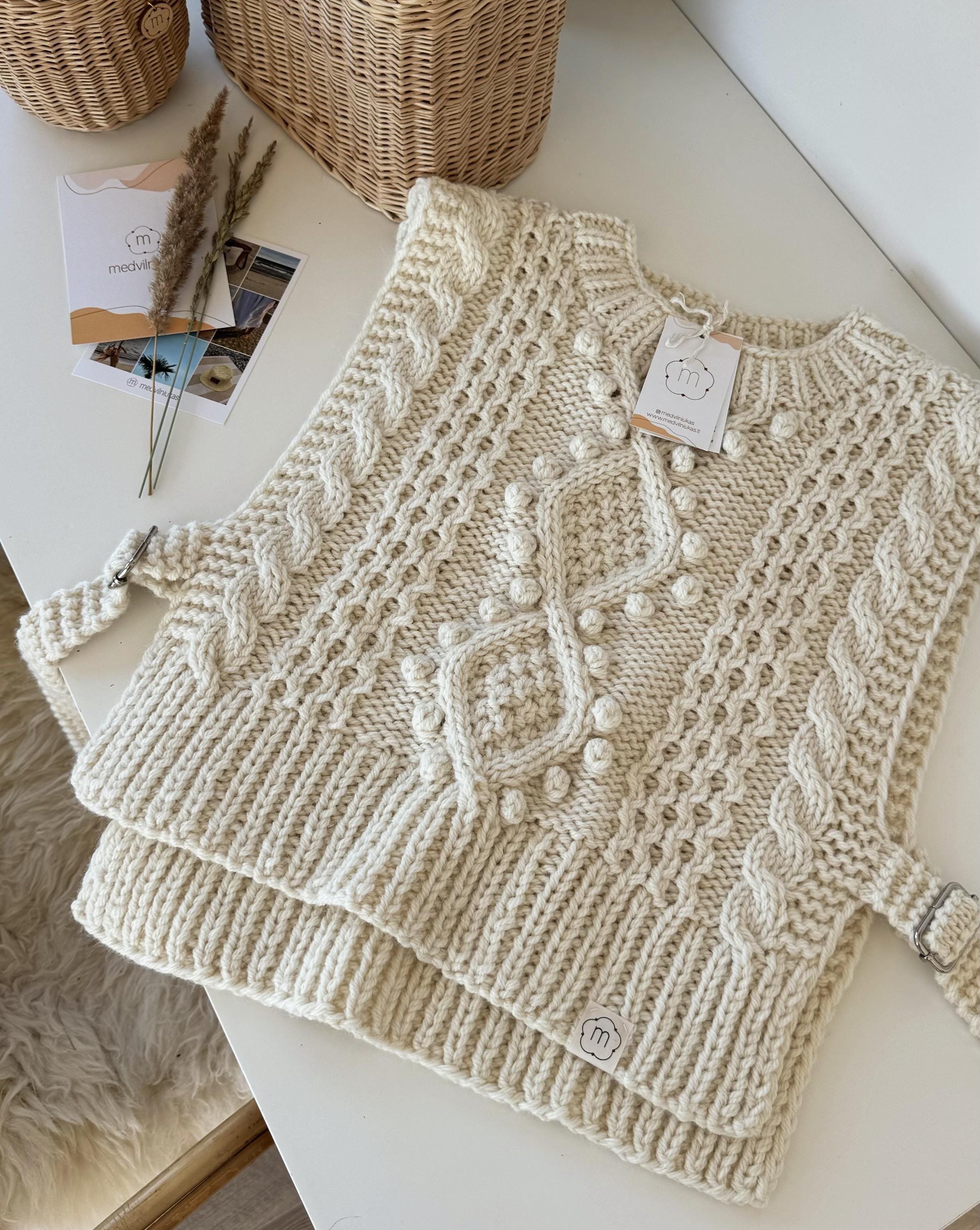 Handmade Cable Knit Sweater Vest for Women, Chunky Alpaca Handmade Cable Knit Sweater Vest for Women, Chunky Alpaca
