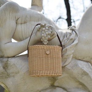 Weiden Henkeltasche mit Lederband, moderner handgefertigter Stroheimer Korb, nachhaltige Boho gewebte Tasche, Sommerferien Beachwear Geldbörse