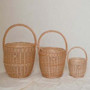 Wicker basket with lid, wicker summer bag, summer bag, beach bag, straw bag, Jane Birkin basket, picnic basket, french market bag, Daisy S image 8