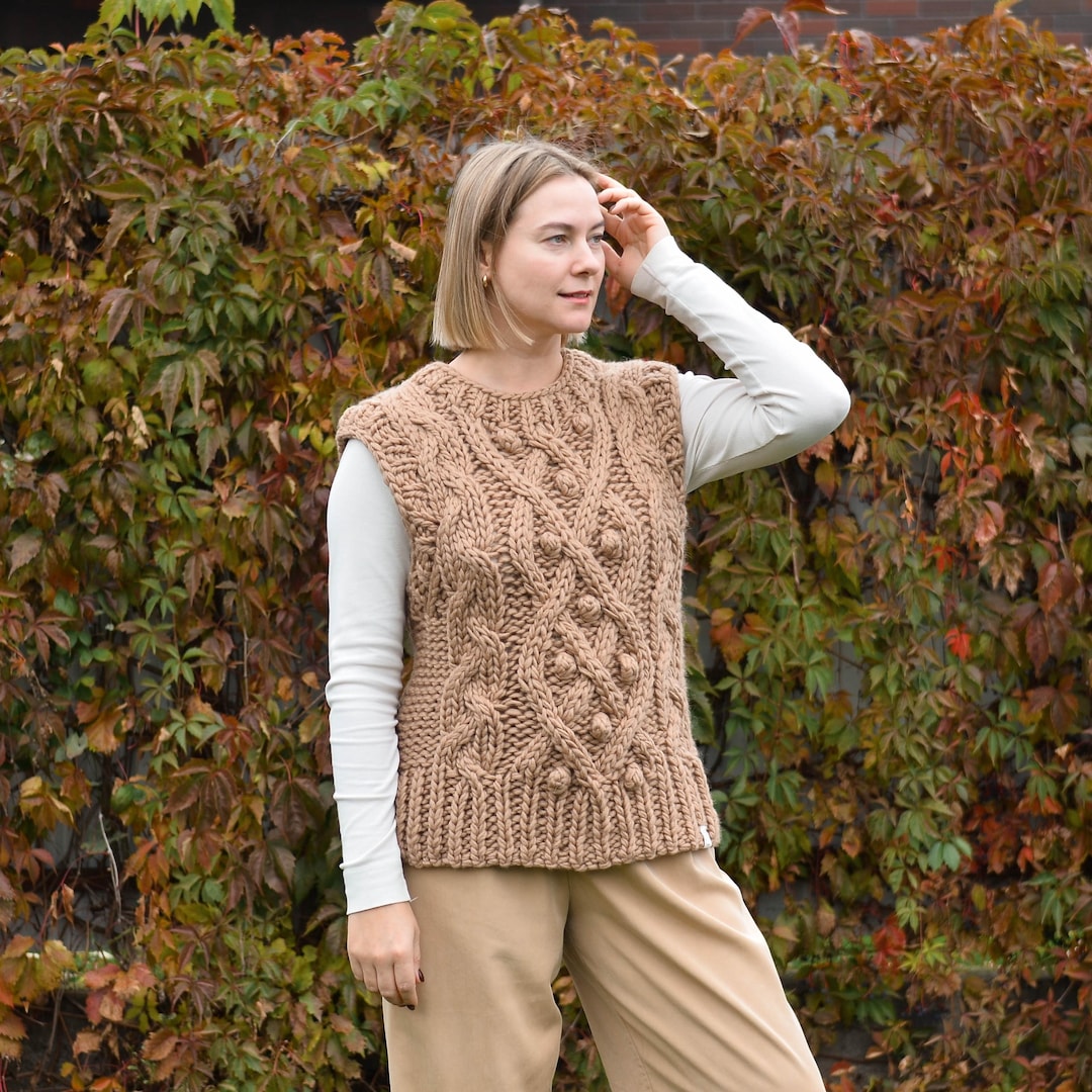 Lana Gruesa Chalecos De Punto Para Mujer Hecho A Mano Chaleco De